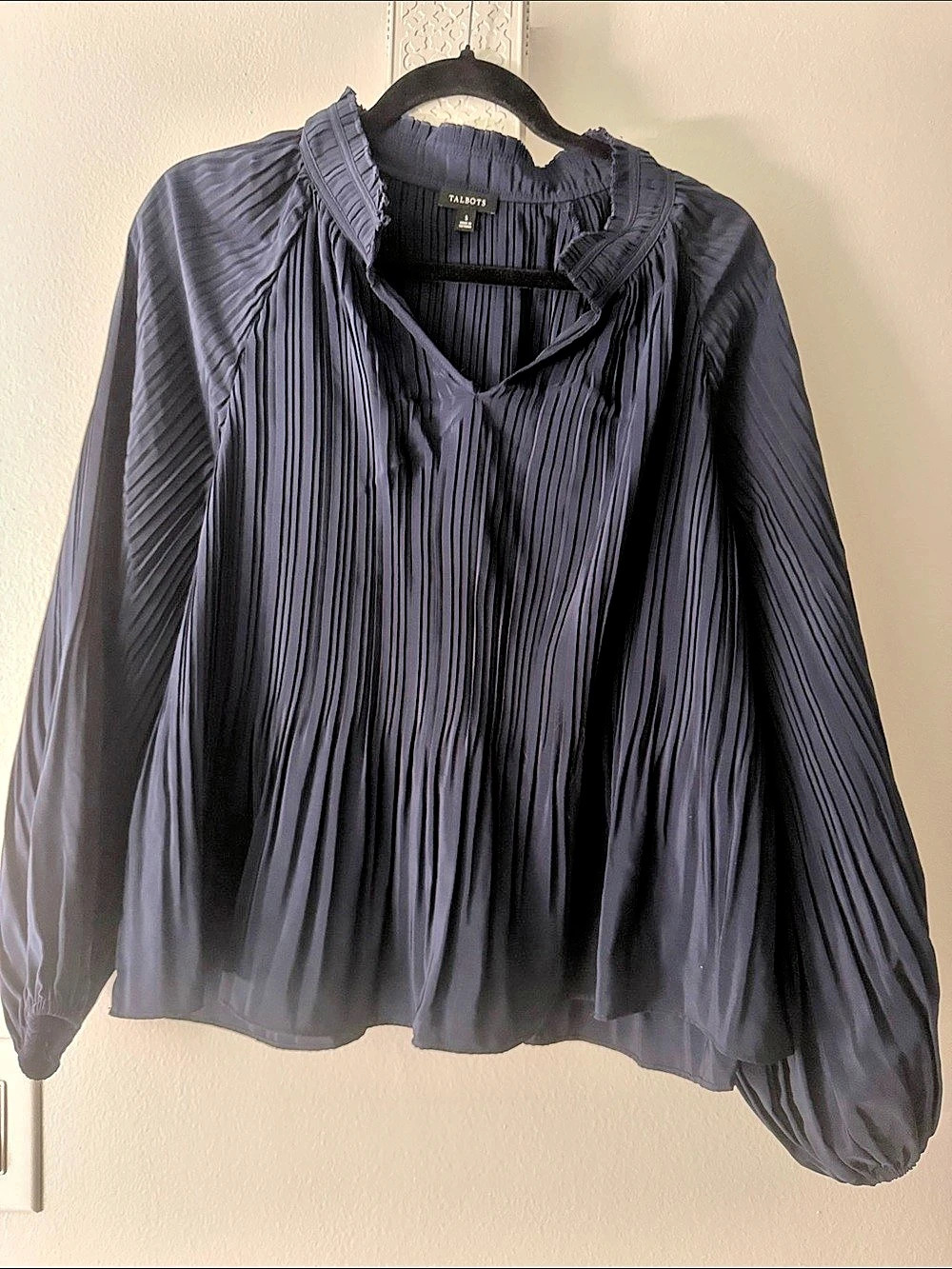Talbots Pleated Long Sleeve Blouse in Black